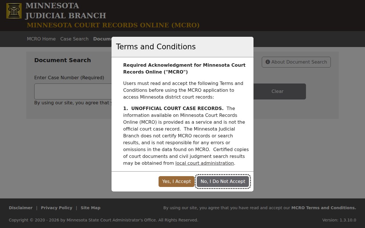 Brown County case search document search in MCRO