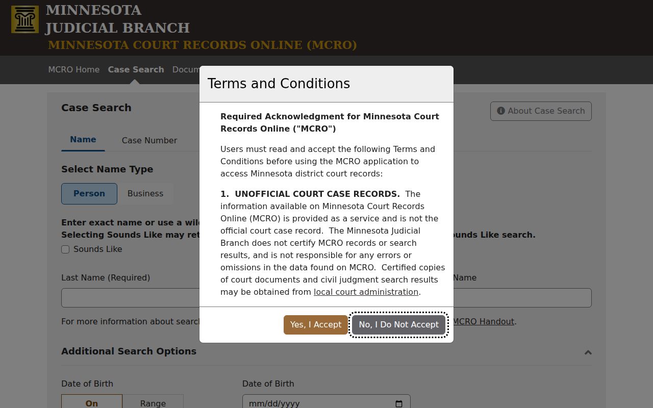 Brown County case search in MCRO Case Search