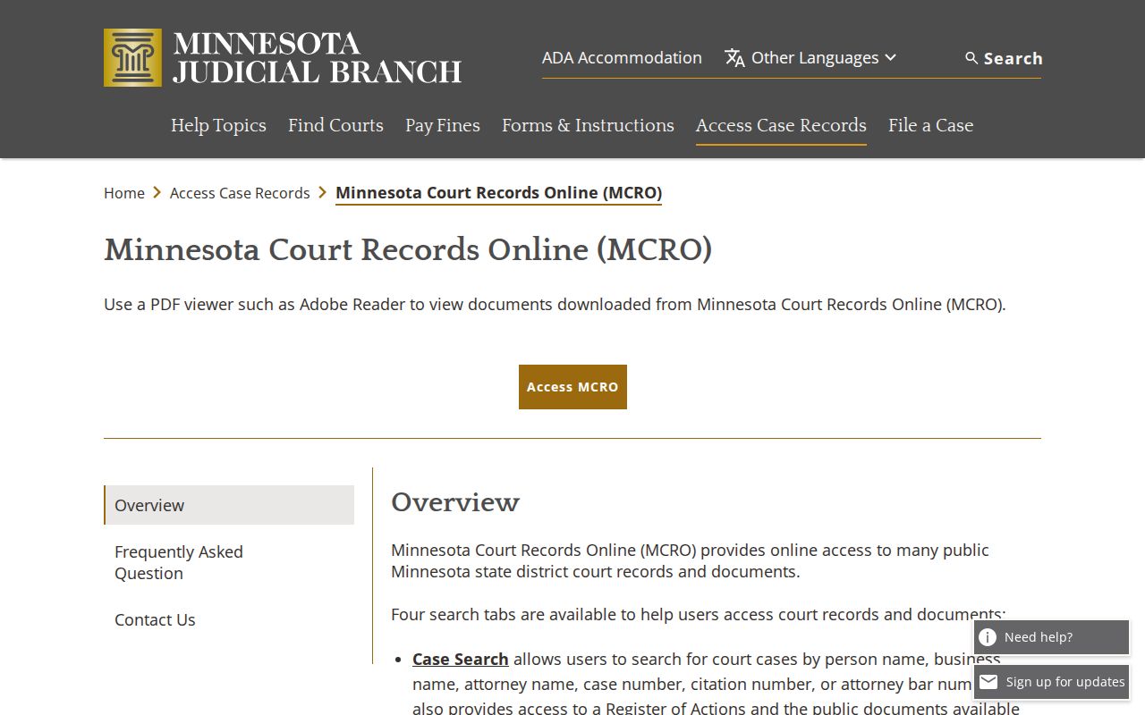 Brown County case search MCRO overview