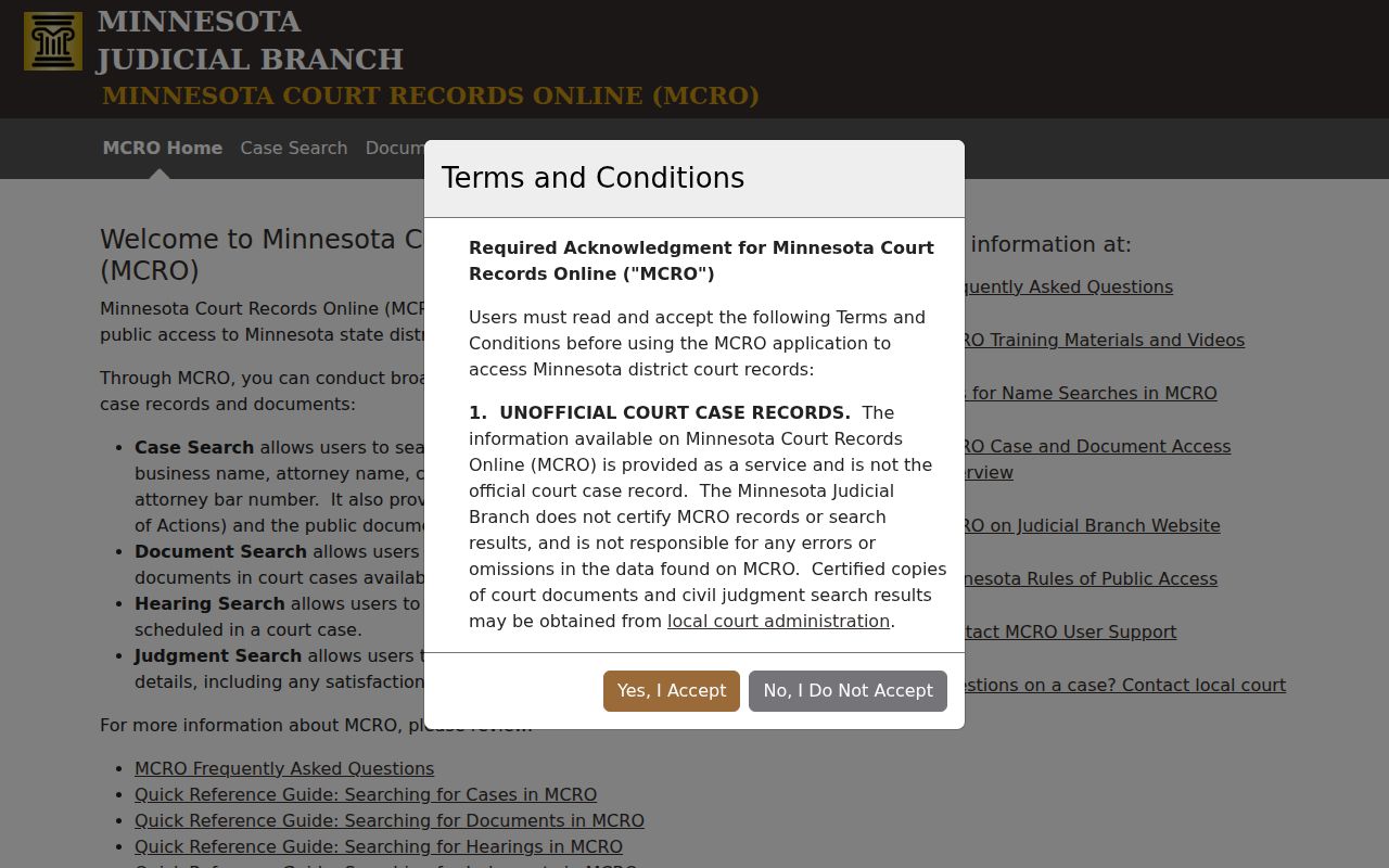 Brown County case search statewide MCRO access