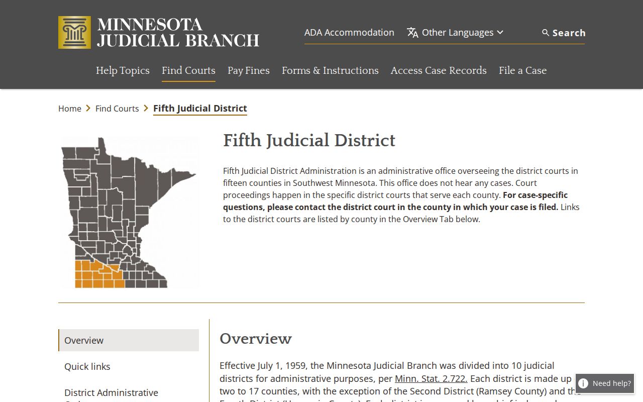 Brown County court records within Minnesota Fifth Judicial District information
