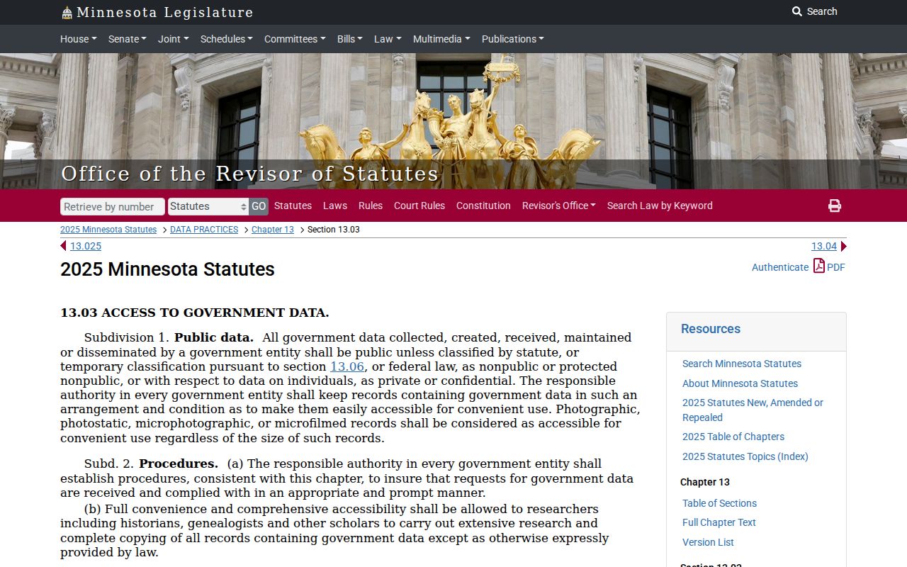 Brown County traffic court records Minnesota data practices statute information